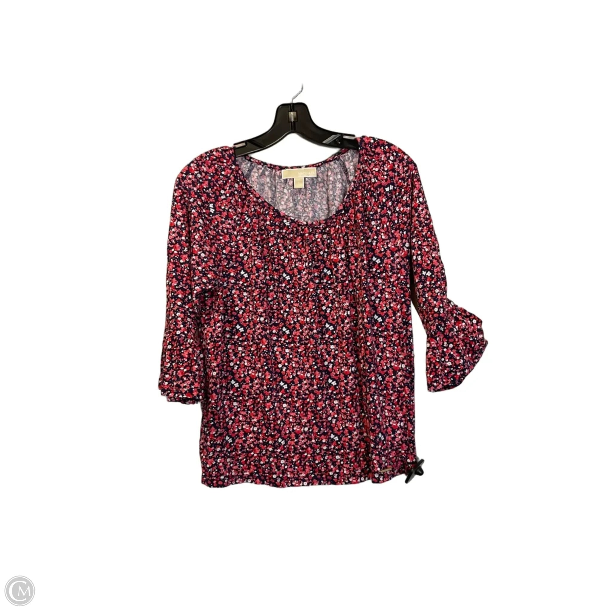 Top 3/4 Sleeve By Michael By Michael Kors In Floral Print, Size: L