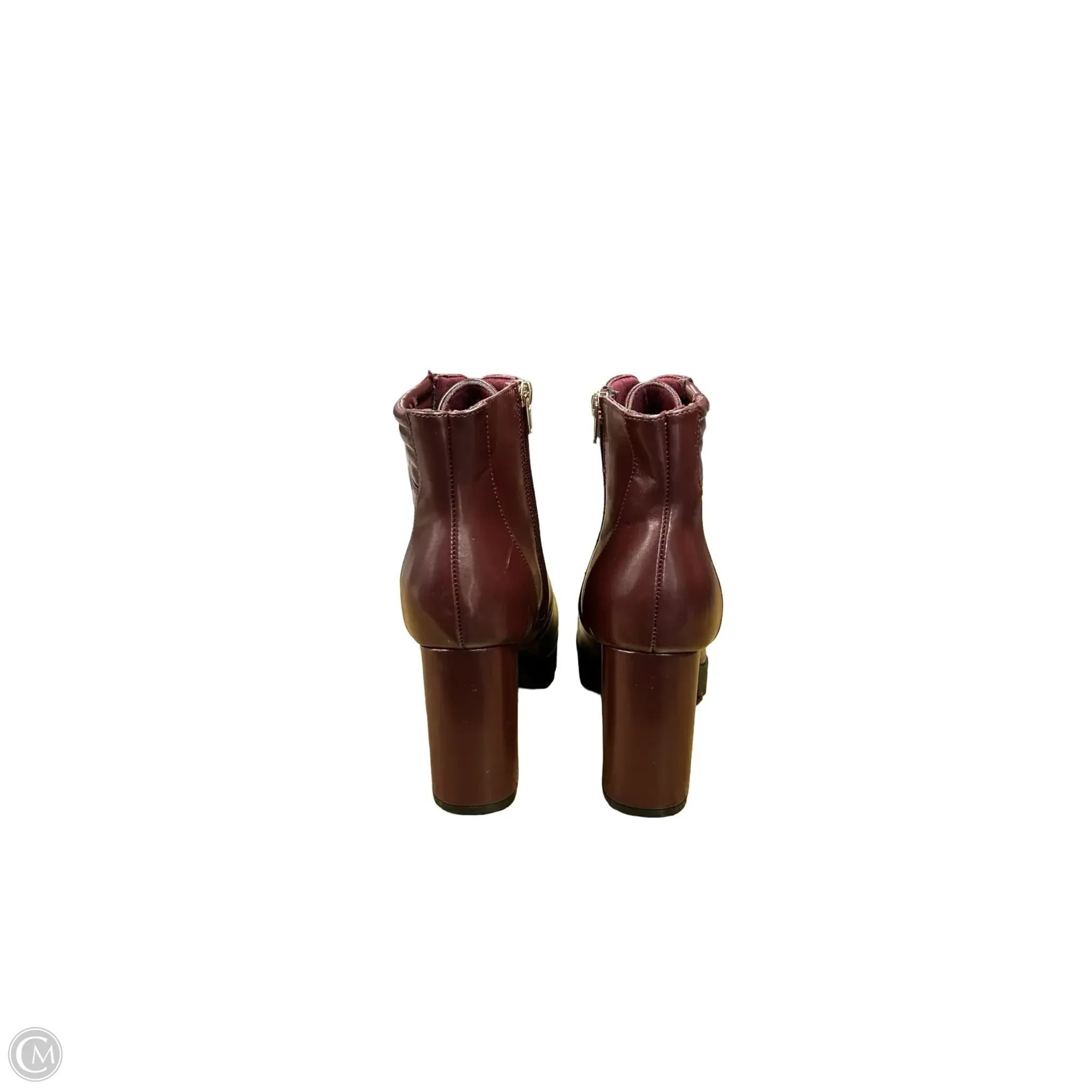 Boots Ankle Heels By Cme In Maroon, Size: 9.5