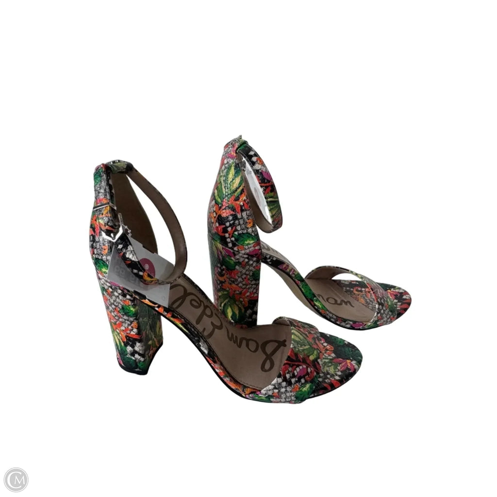 Sandals Heels Block By Sam Edelman In Black & Green, Size: 8