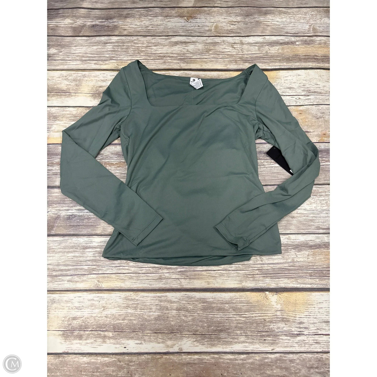 Athletic Top Long Sleeve Collar By 90 Degrees By Reflex In Green, Size: M