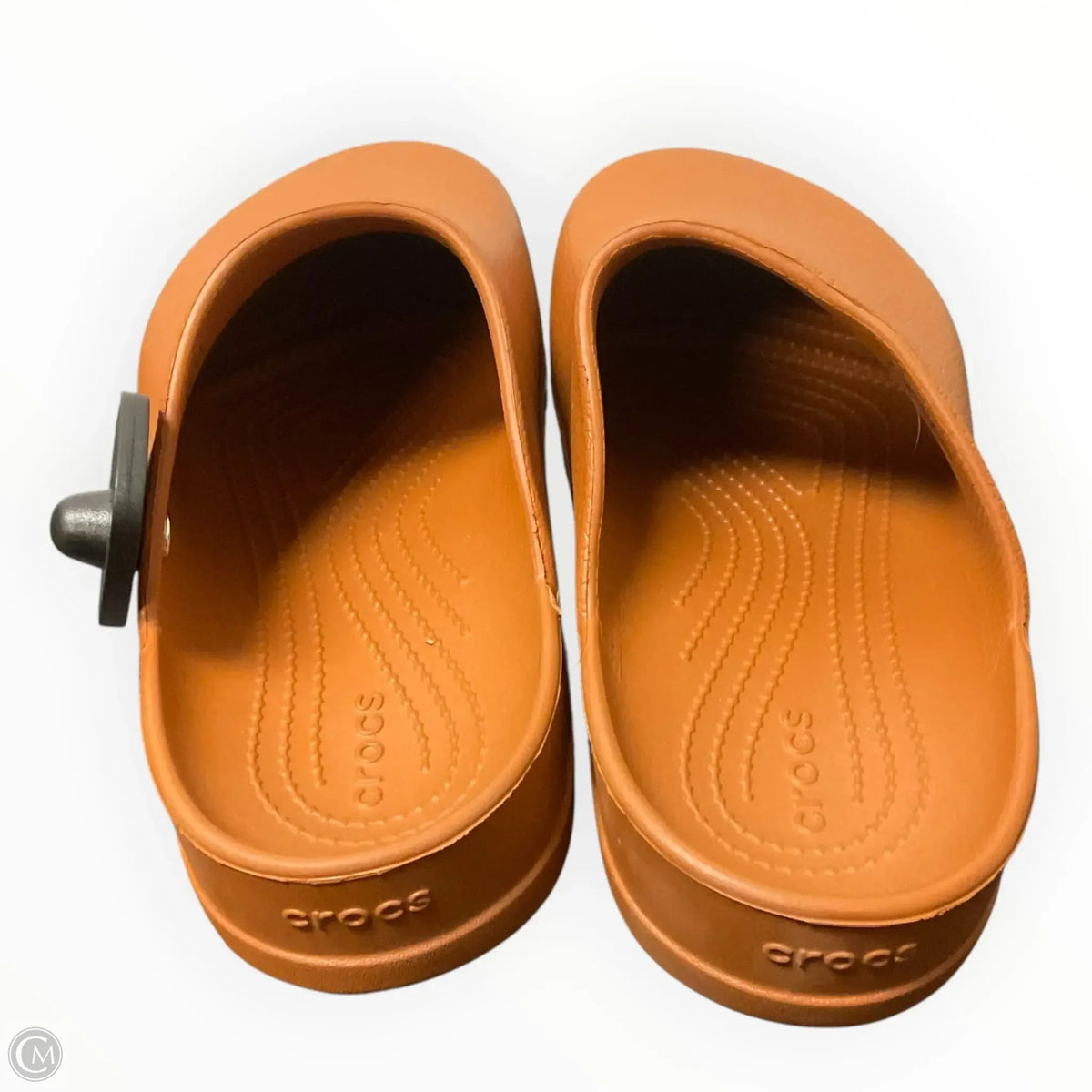 Shoes Flats By Crocs In Brown, Size: 10