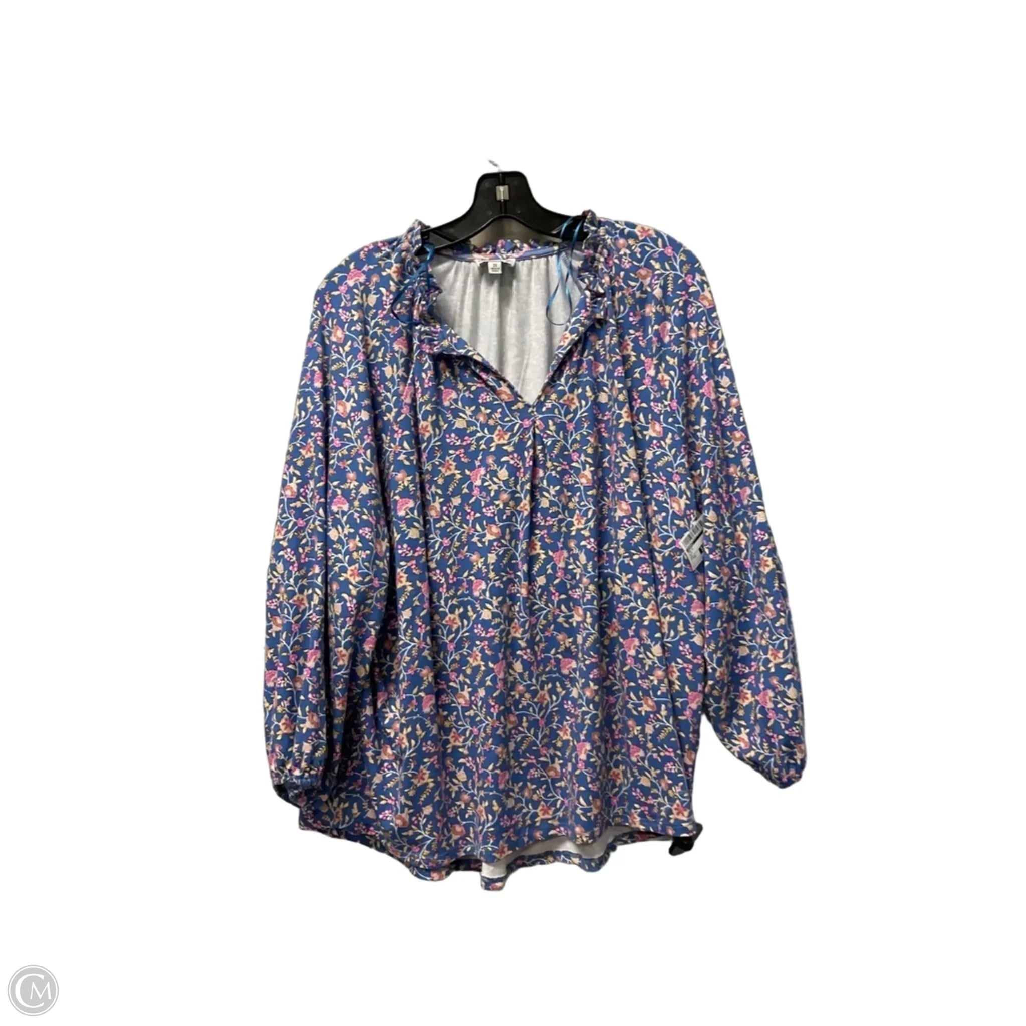 Top Long Sleeve By Wonderly In Blue, Size: 2x