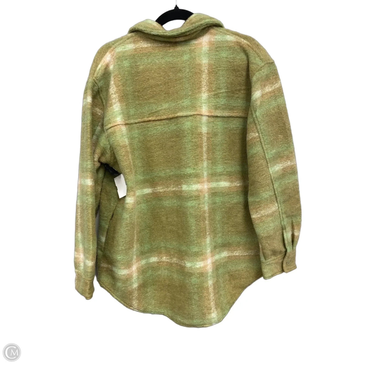 Jacket Shirt By Joie In Green & Tan, Size: L
