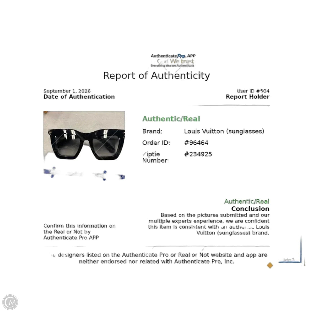 Sunglasses Luxury Designer By Louis Vuitton, Size: