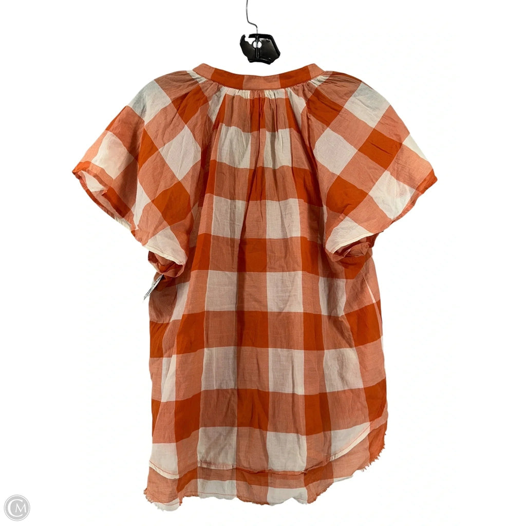 Top Short Sleeve By Maeve In Orange & White, Size: M