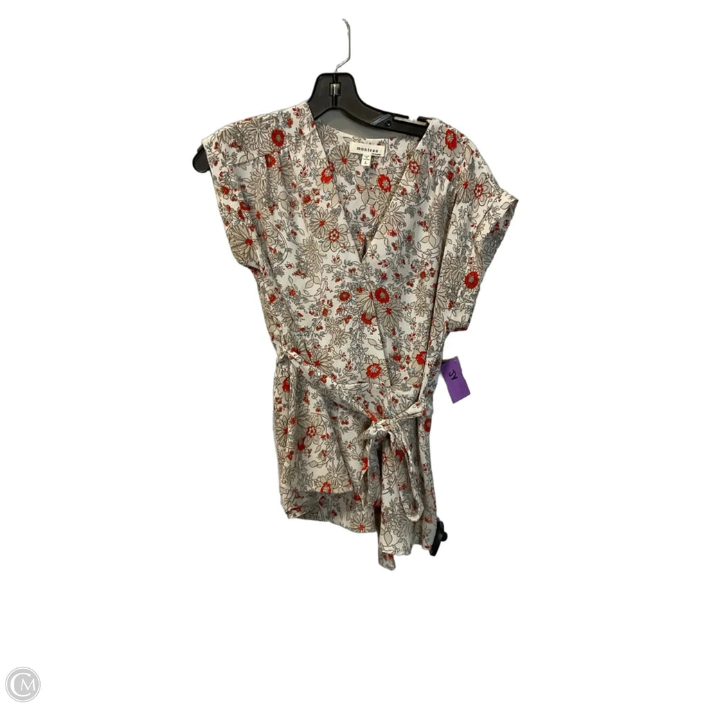 Top Short Sleeve By Monteau In Floral Print, Size: L