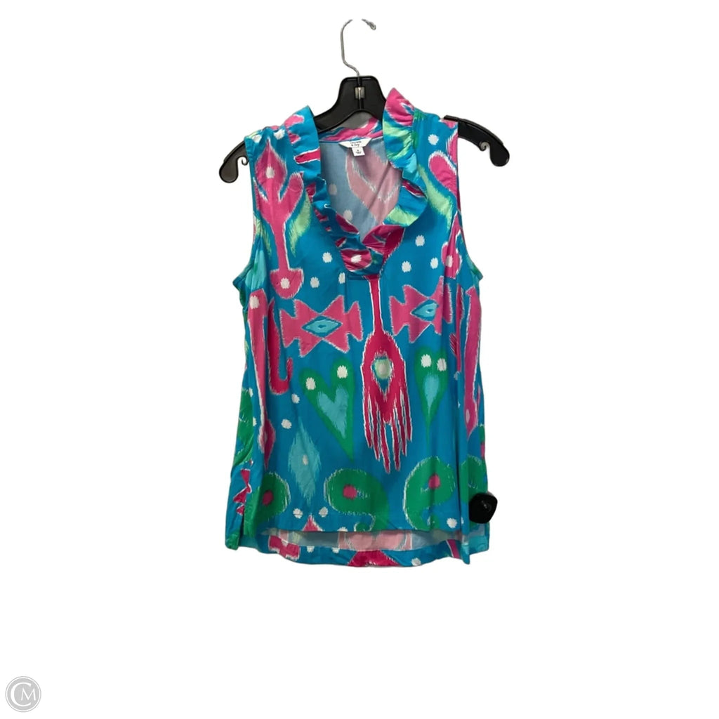 Top Sleeveless By Crown And Ivy In Blue & Pink, Size: S