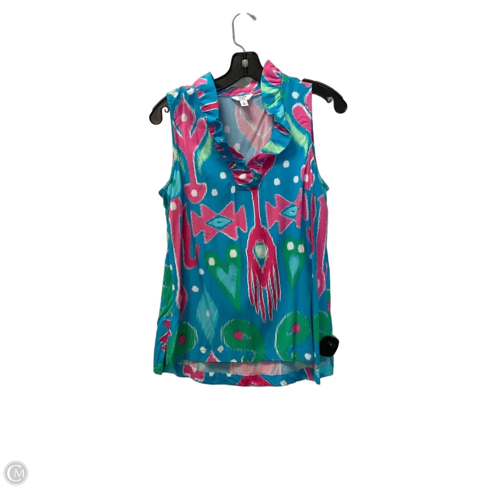 Top Sleeveless By Crown And Ivy In Blue & Pink, Size: S