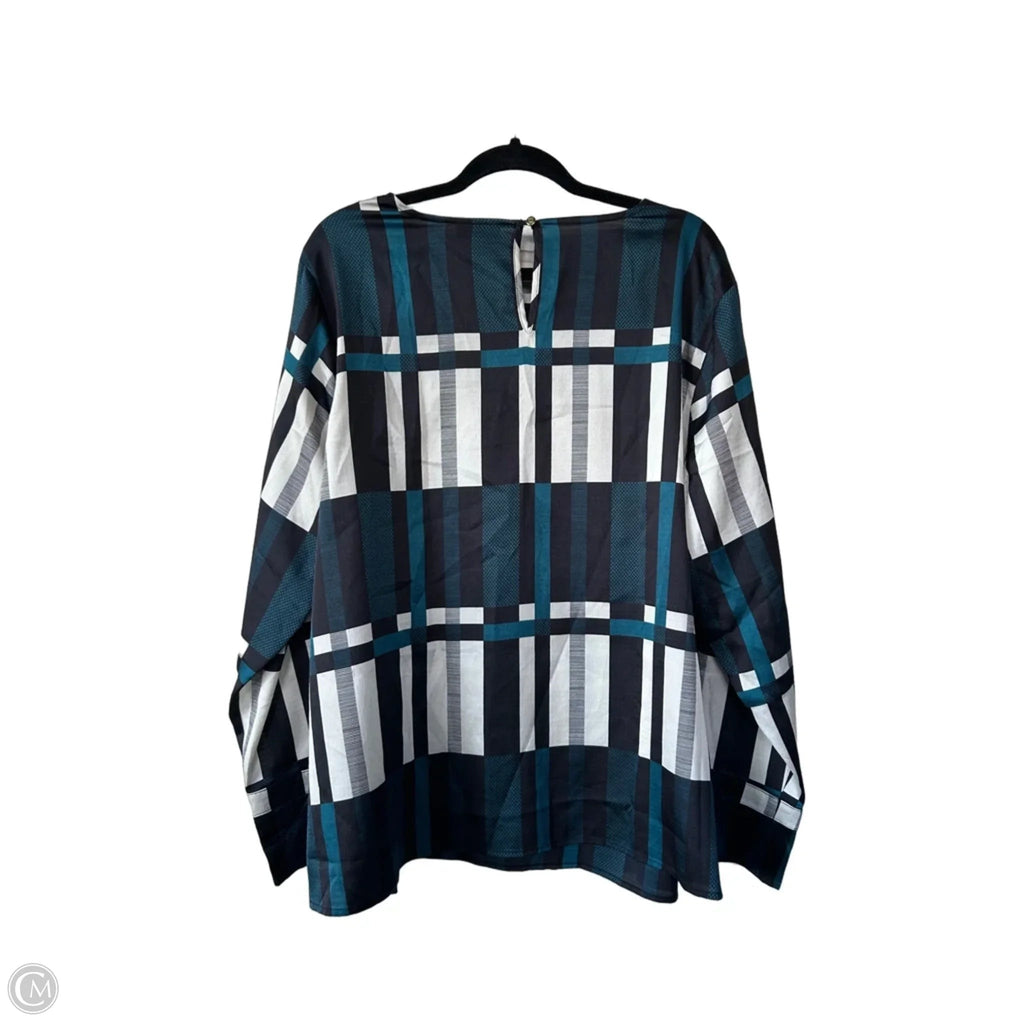 Top Long Sleeve By Liz Claiborne In Black & White, Size: Xxl