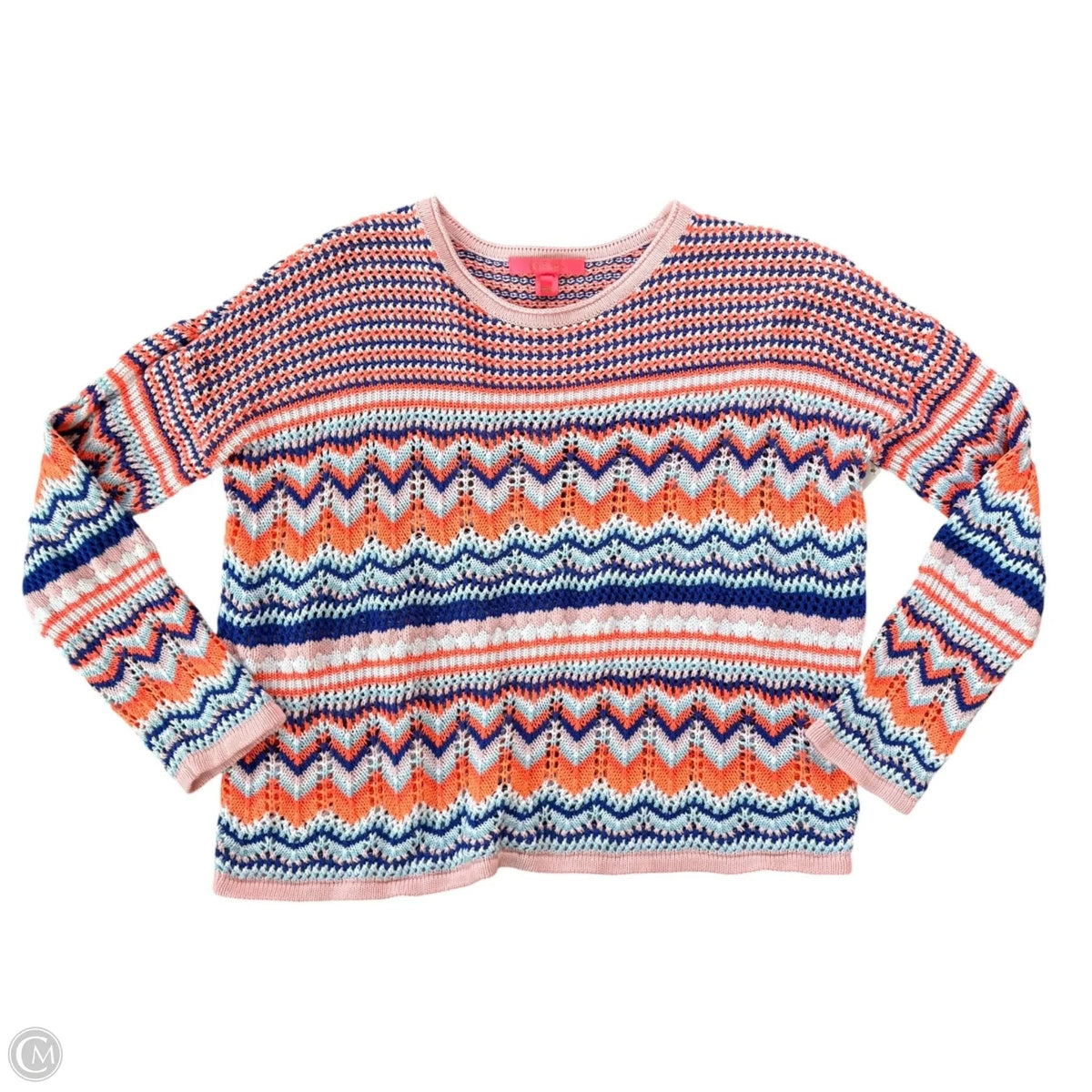 Sweater Cardigan Designer By Lilly Pulitzer In Orange & Pink, Size: L