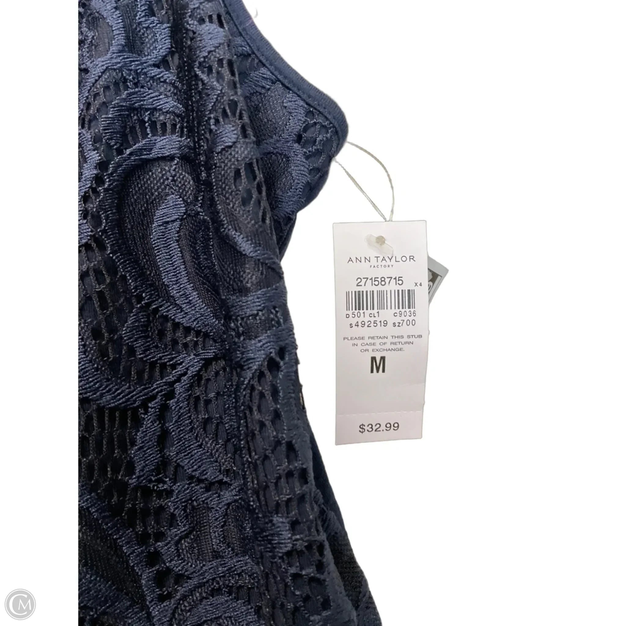 Top Sleeveless By Ann Taylor In Navy, Size: M