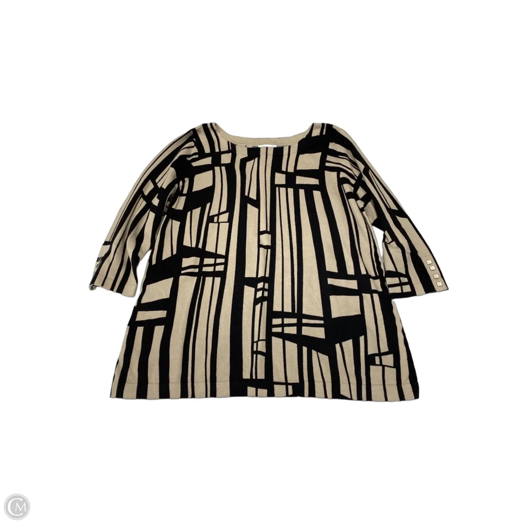 Top 3/4 Sleeve By Susan Graver In Black & Cream, Size: L