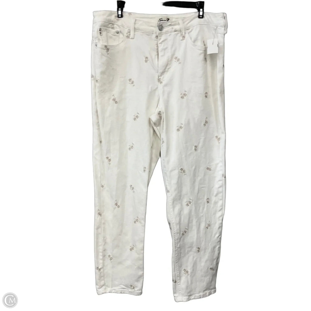 Jeans Boot Cut By Seven 7 In White Denim, Size: 12