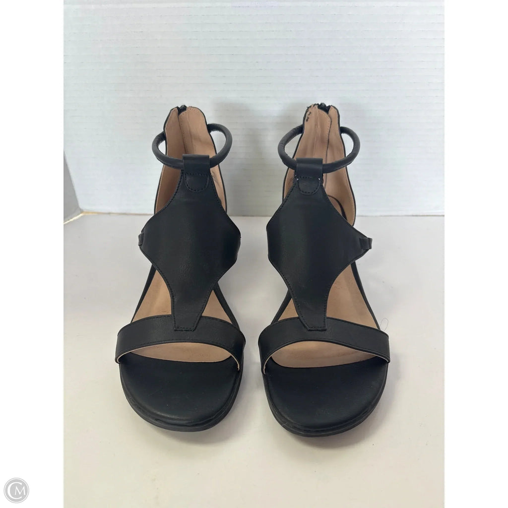 Sandals Heels Wedge By C And C In Black, Size: 7.5