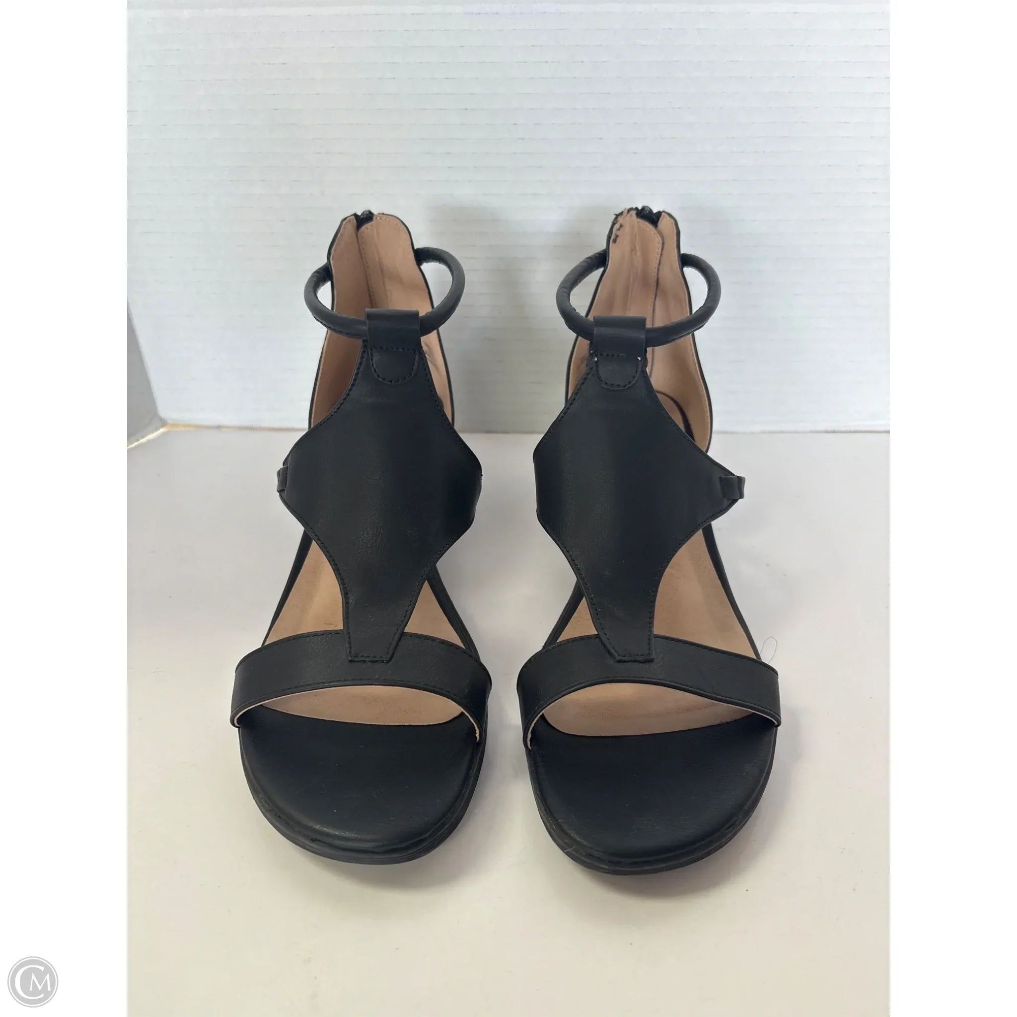 Sandals Heels Wedge By C And C In Black, Size: 7.5