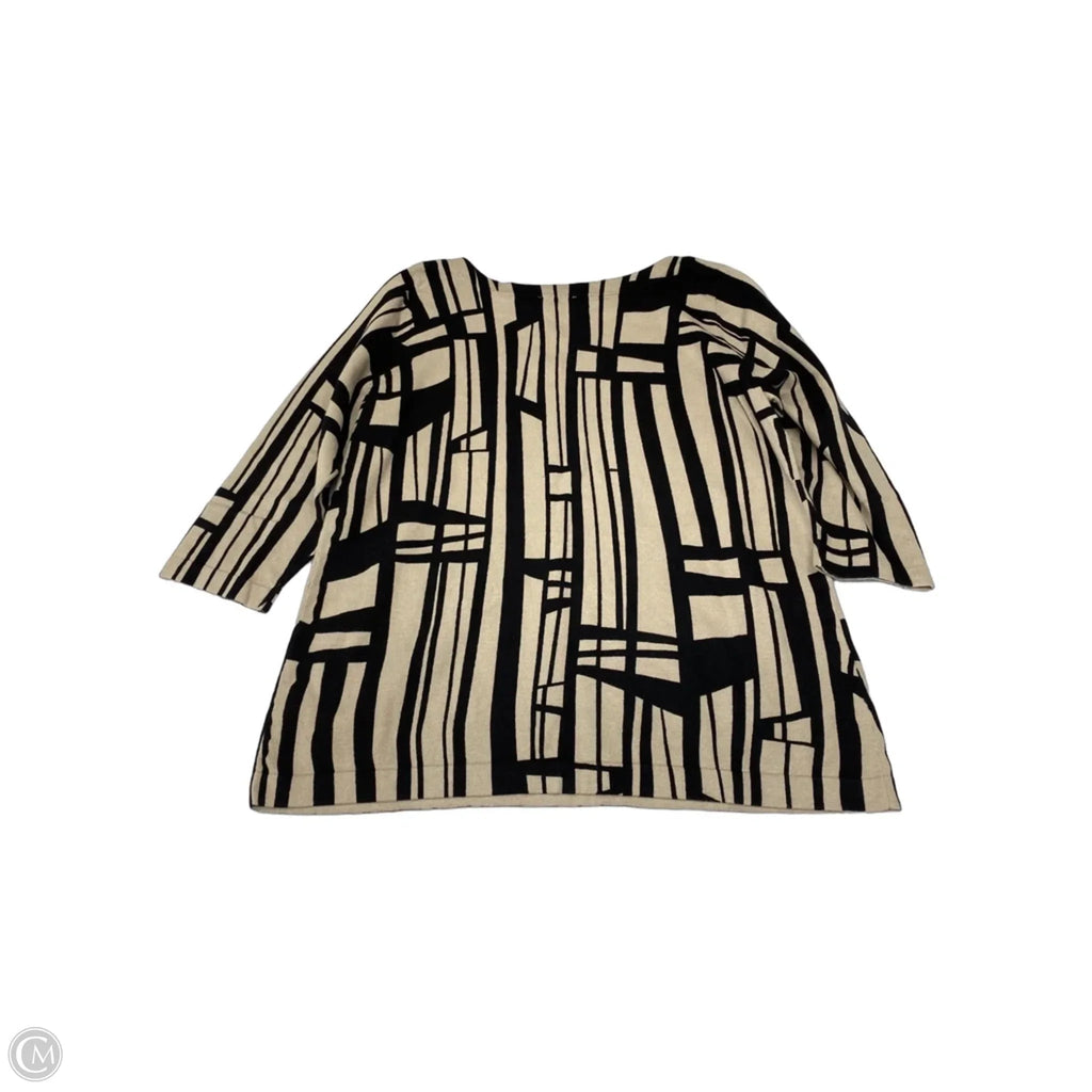 Top 3/4 Sleeve By Susan Graver In Black & Cream, Size: L