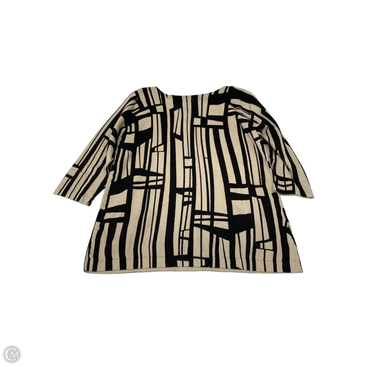 Top 3/4 Sleeve By Susan Graver In Black & Cream, Size: L
