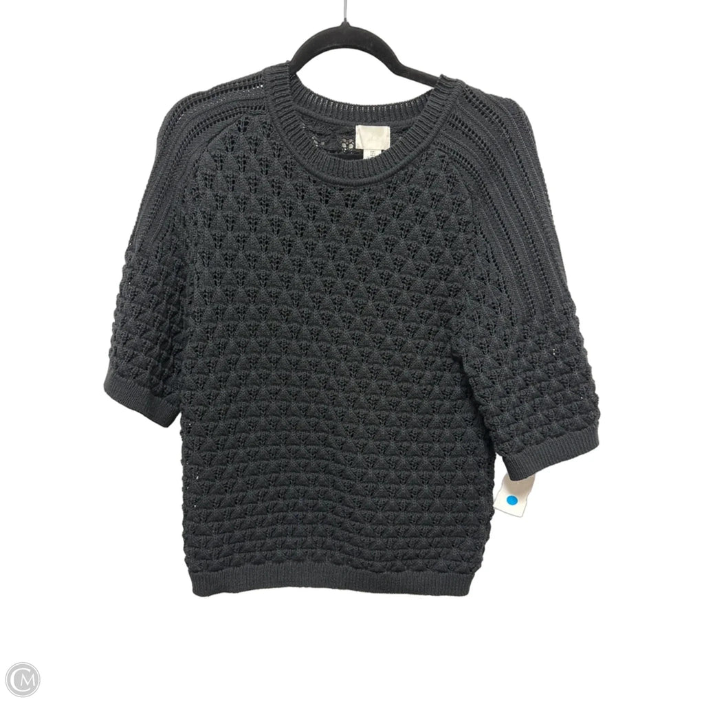 Sweater Short Sleeve By H&m In Black, Size: L