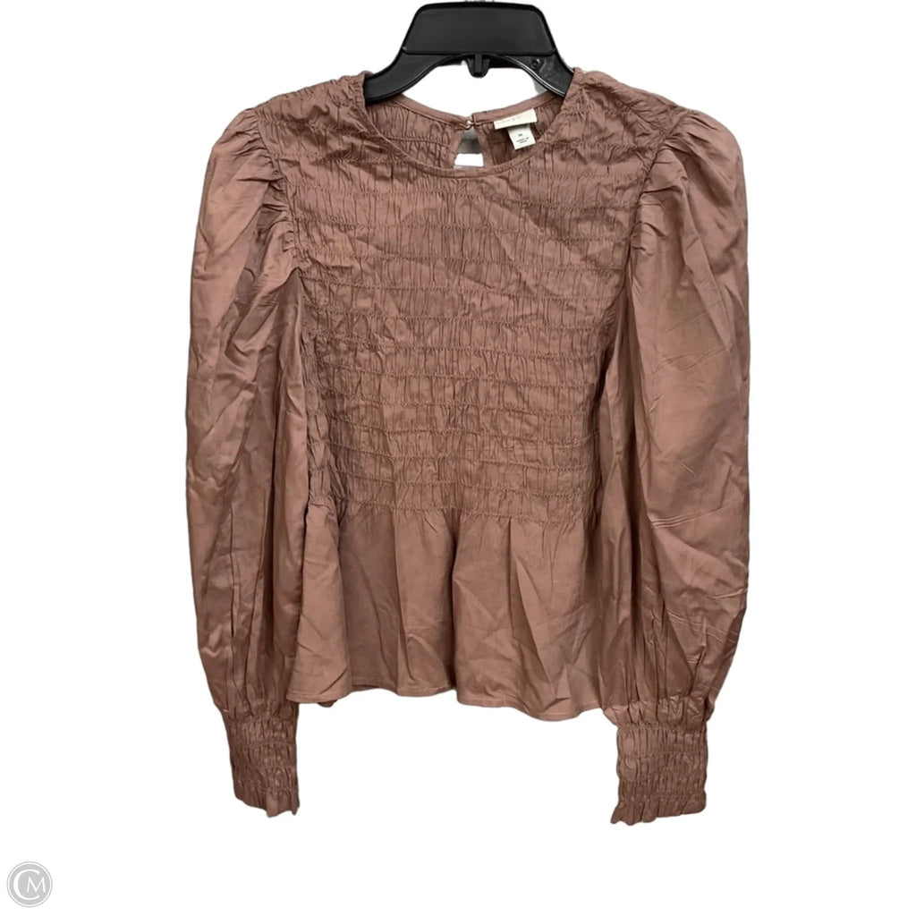 Top Long Sleeve By A New Day In Taupe, Size: M