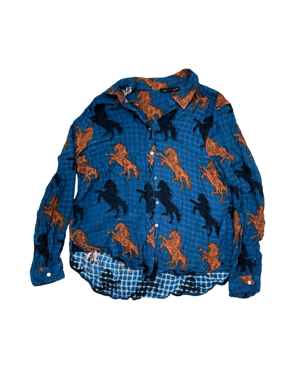 Blouse Ls By Jane And Delancey In Blue & Orange, Size:L