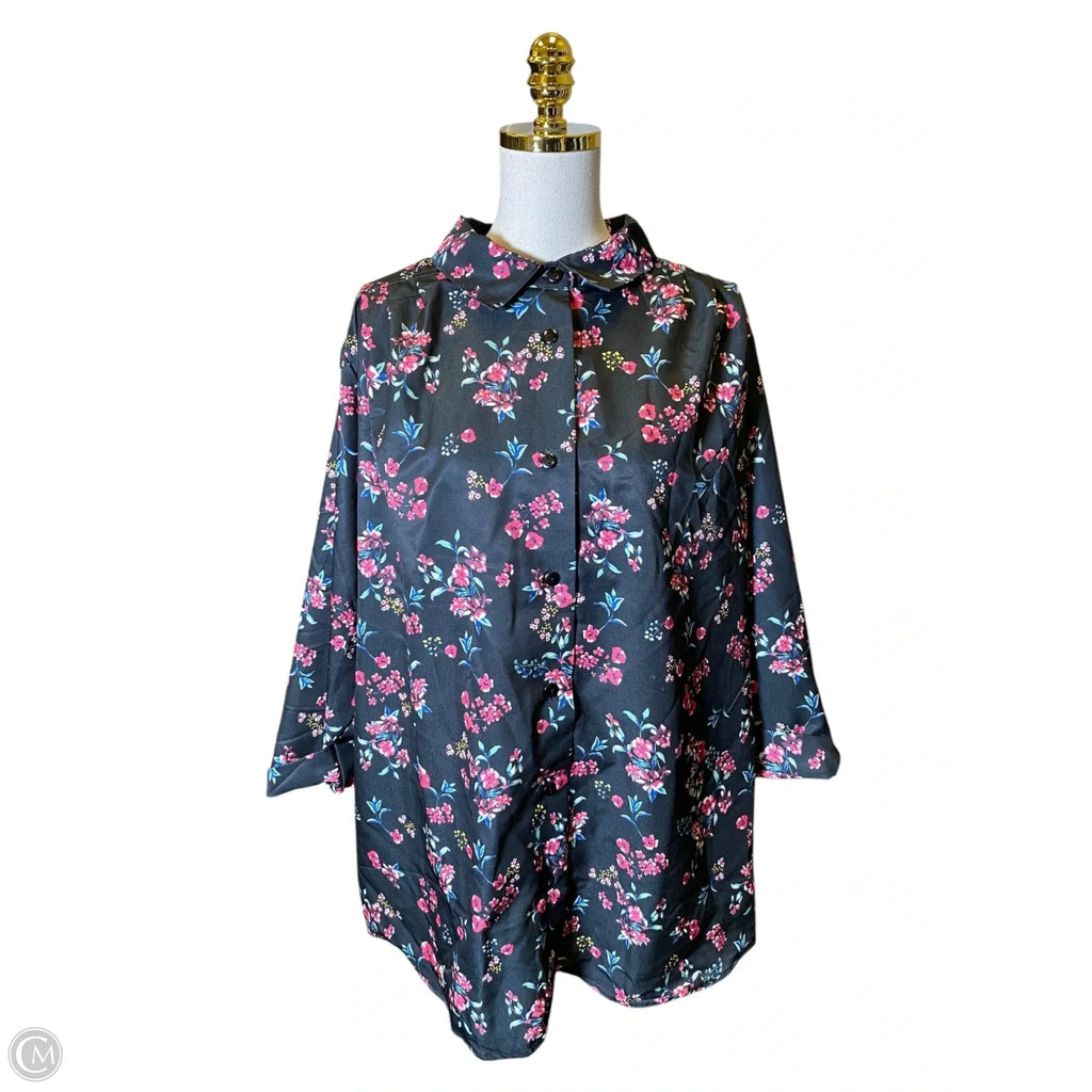 Top Long Sleeve By Woman Within In Floral Print, Size: 1x