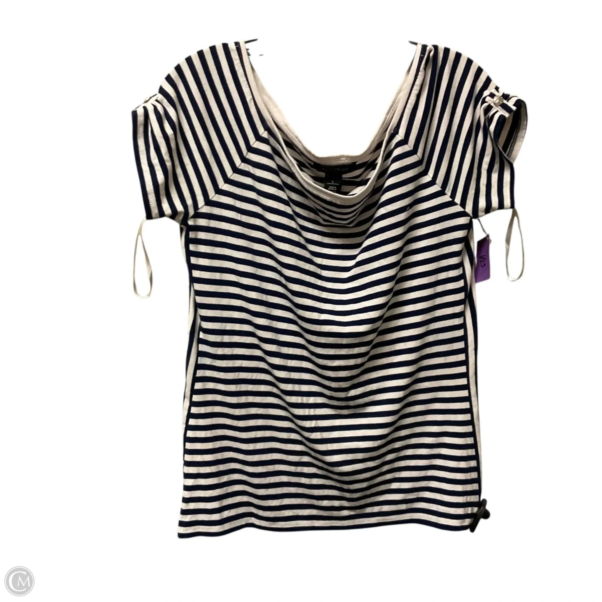 Top Short Sleeve Basic By White House Black Market In Striped Pattern, Size: L