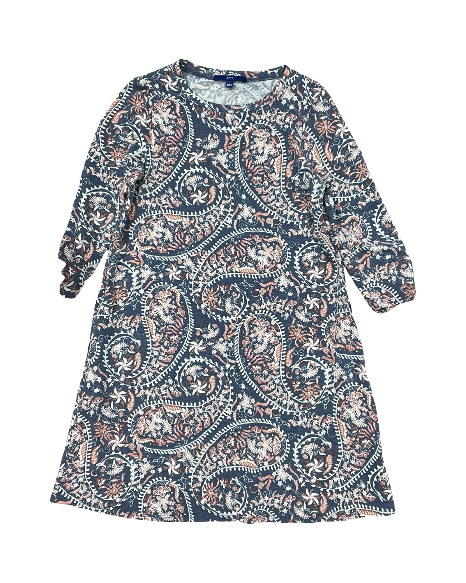Dress Casual Midi By Apt 9 In Blue & Orange, Size:M
