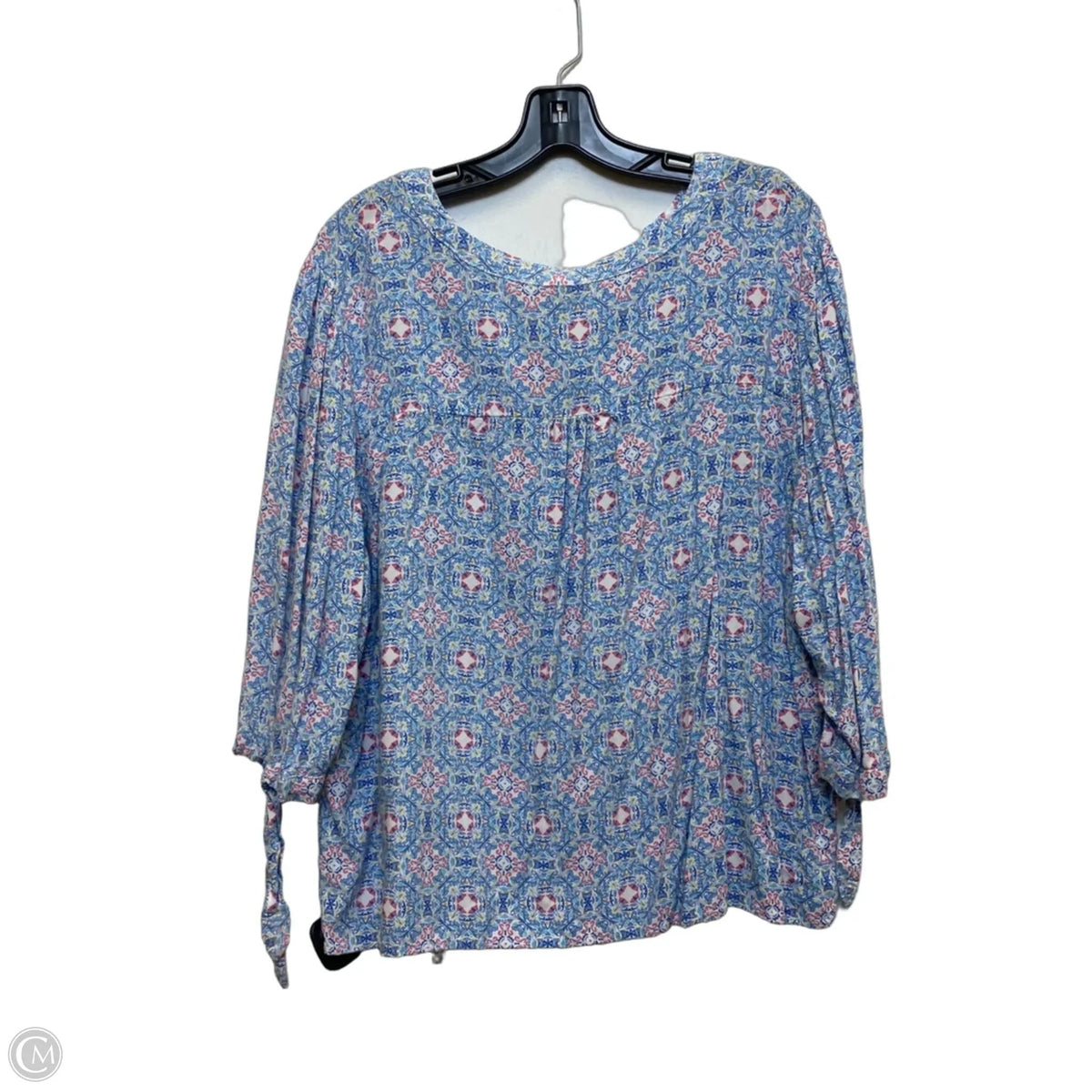 Top 3/4 Sleeve By Jones And Co In Blue & Pink, Size: 1x