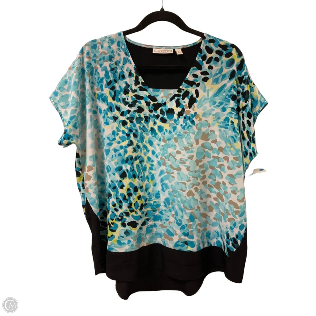 Top Short Sleeve By Dana Buchman In Black & Blue, Size: L