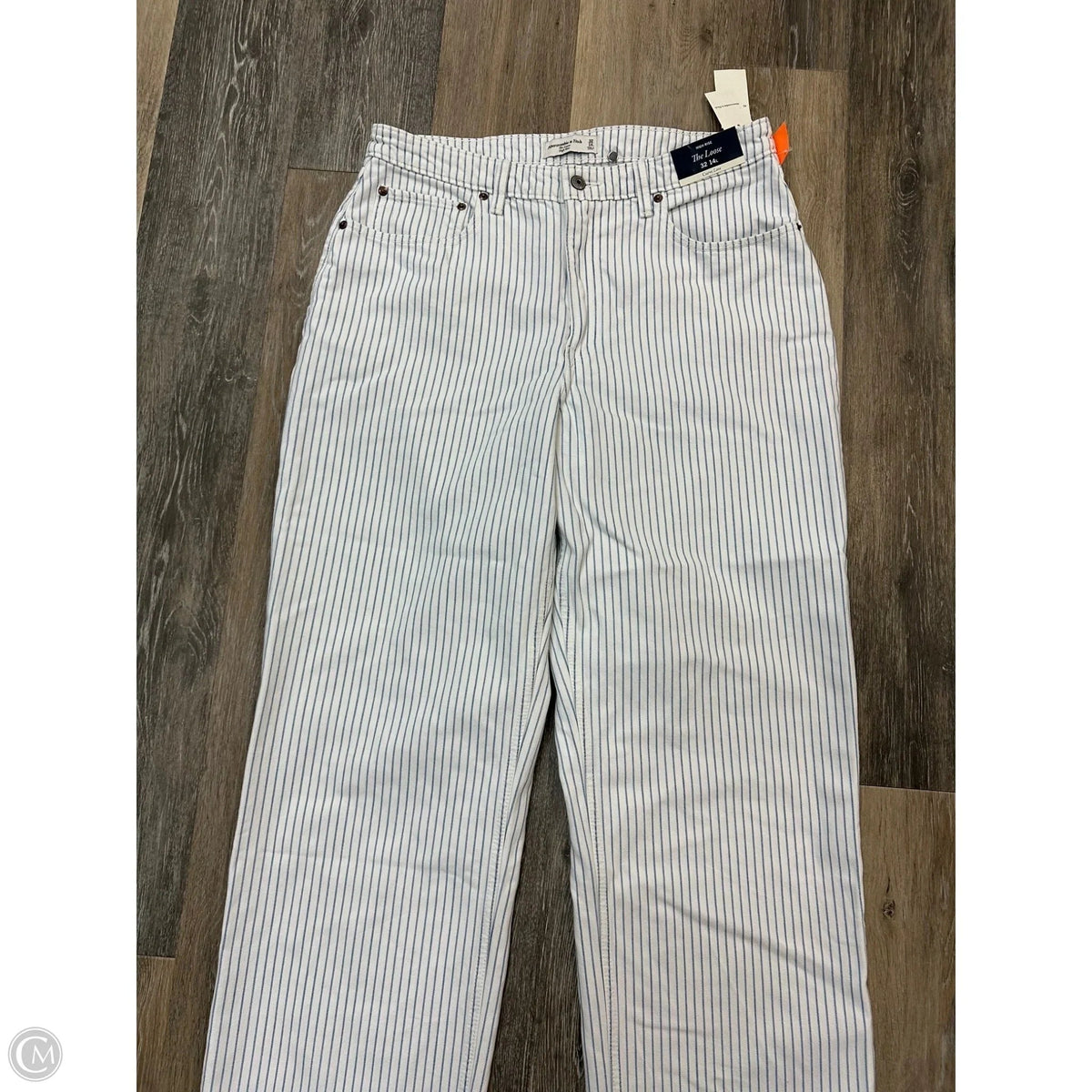 Jeans Straight By Abercrombie And Fitch In Striped Pattern, Size: 14