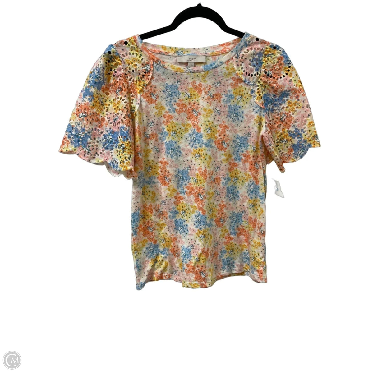 Top Short Sleeve By Loft In Floral Print, Size: S