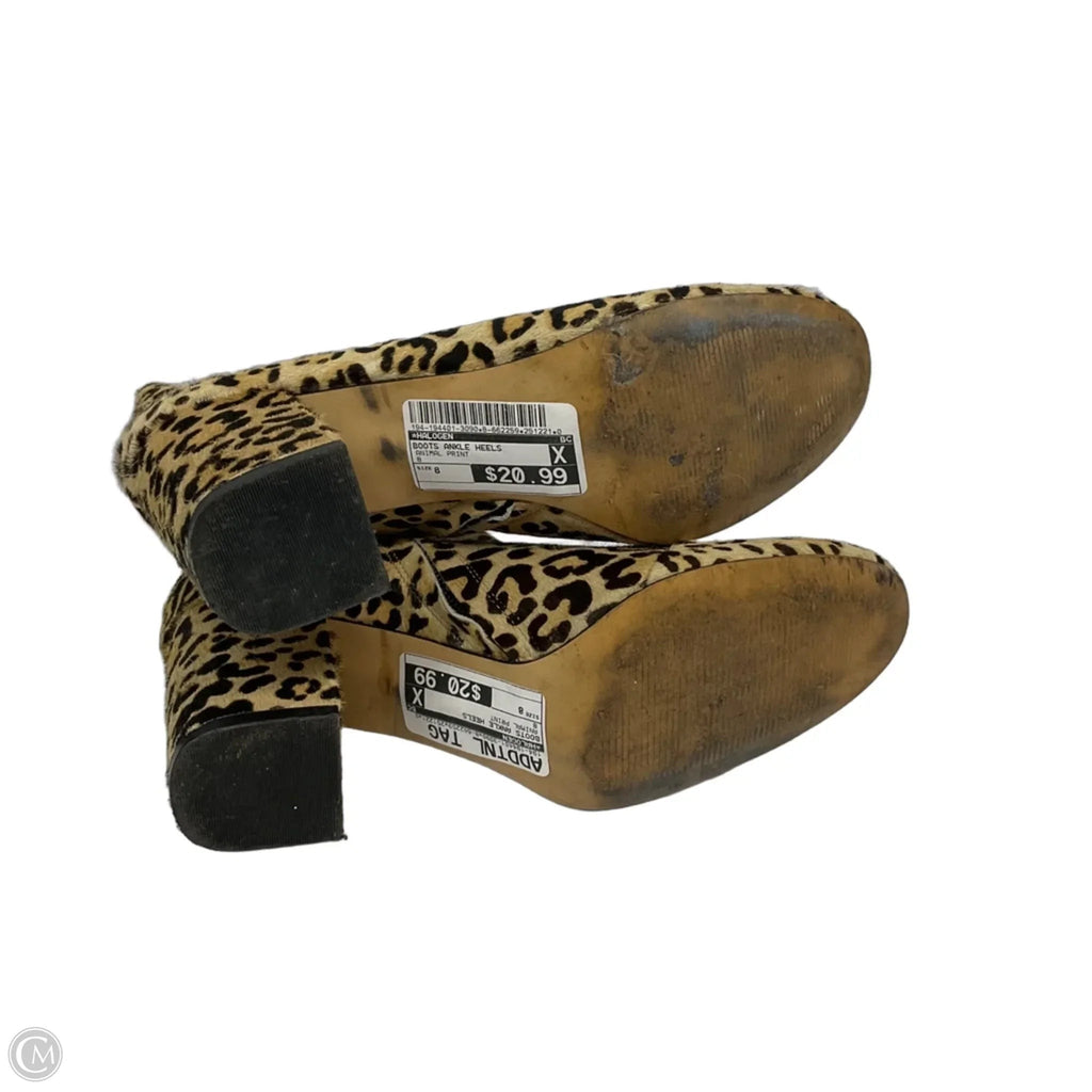 Boots Ankle Heels By Halogen In Animal Print, Size: 8