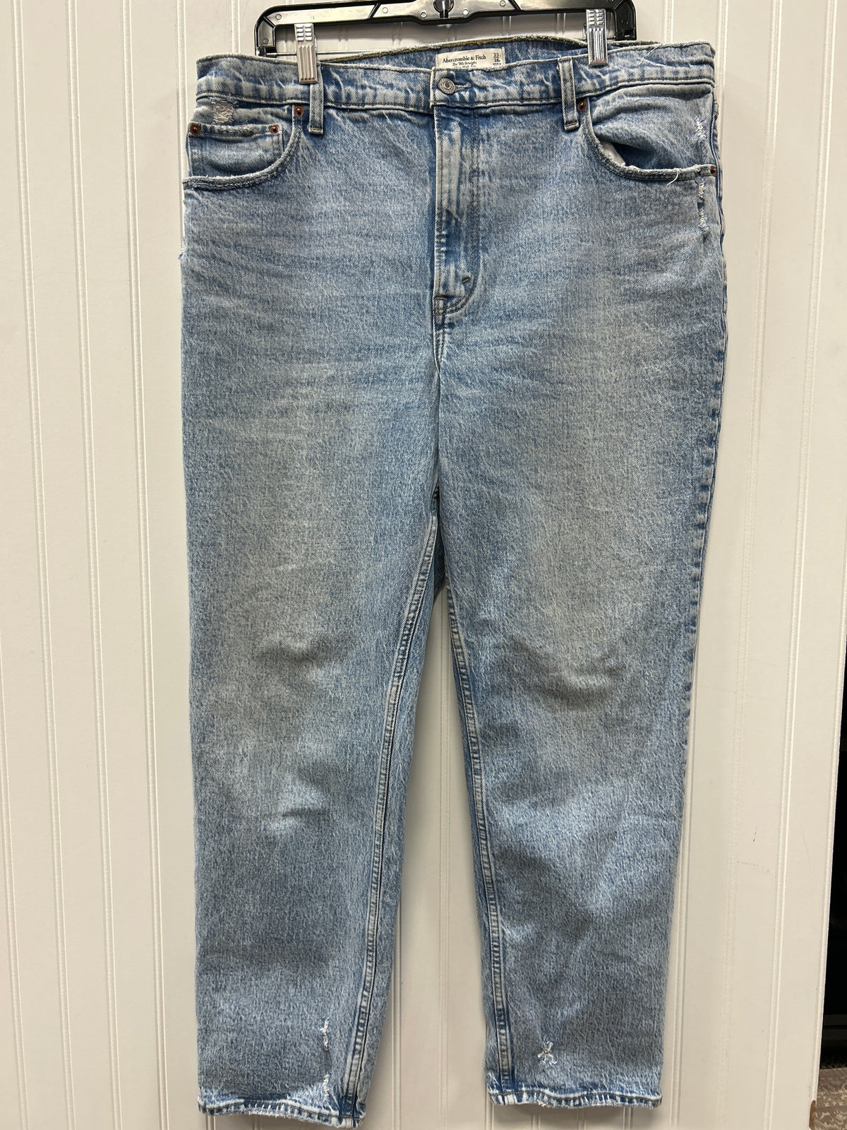 Jeans Straight By Abercrombie And Fitch In Blue Denim, Size:16