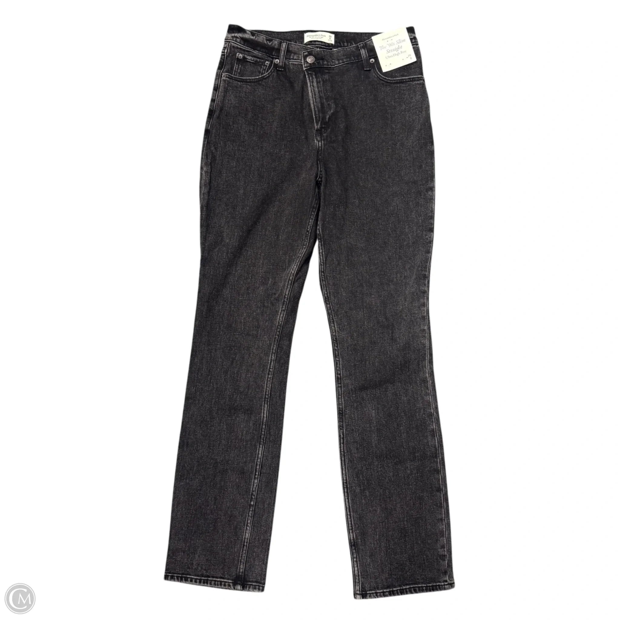 Jeans Straight By Abercrombie And Fitch In Black Denim, Size: 8