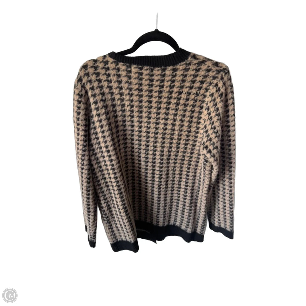 Sweater Cardigan By Tahari In Black & Tan, Size: M
