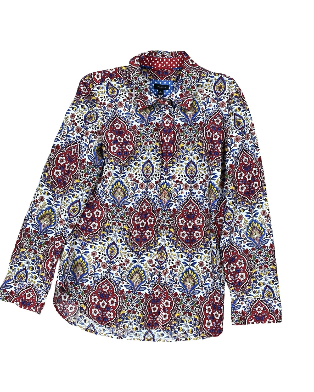 Blouse Ls By Talbots In Red & White, Size:M