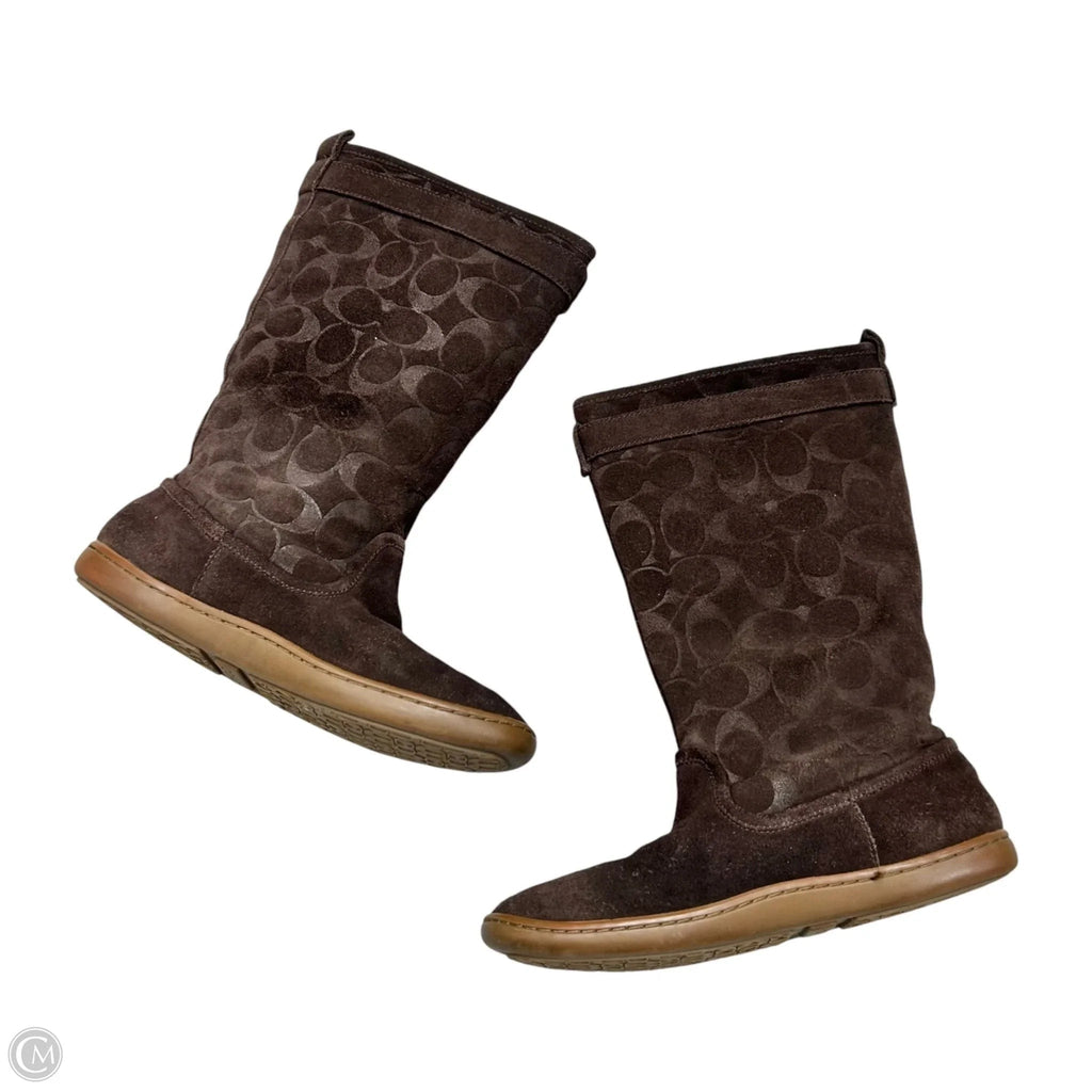 Boots Designer By Coach In Brown, Size: 7