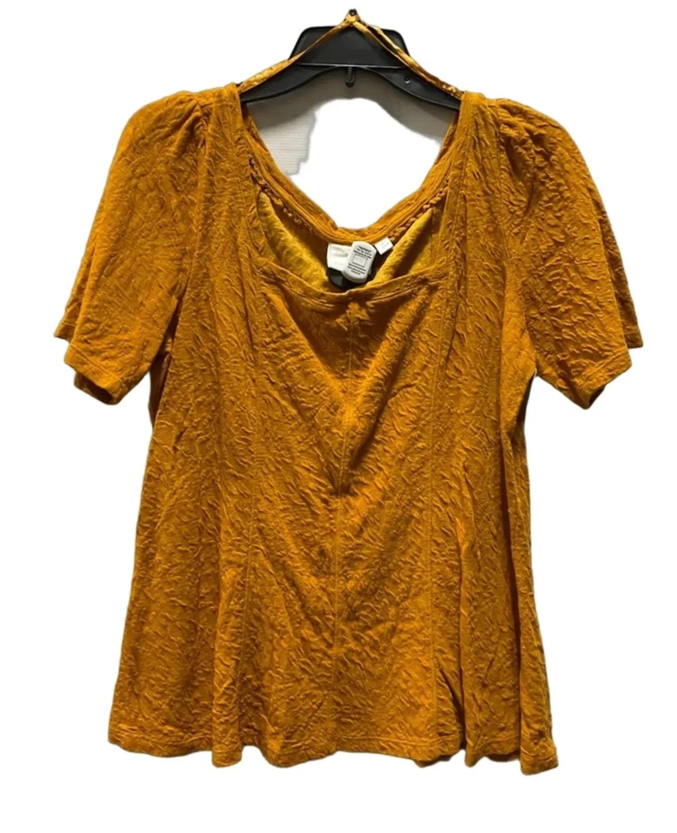 Top Short Sleeve By Anthropologie In Yellow, Size: Xl