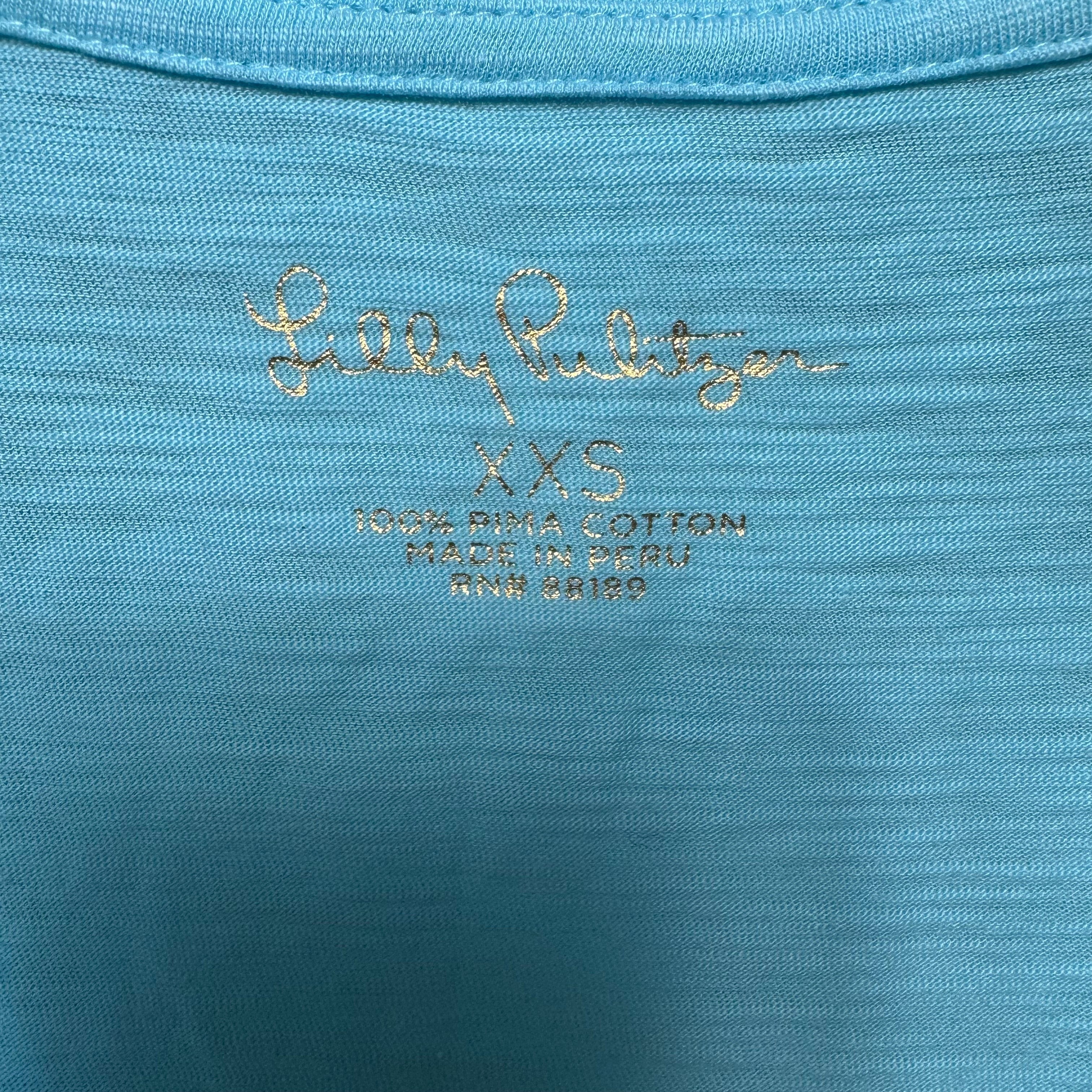 Top Short Sleeve Designer By Lilly Pulitzer In Blue, Size: XXS