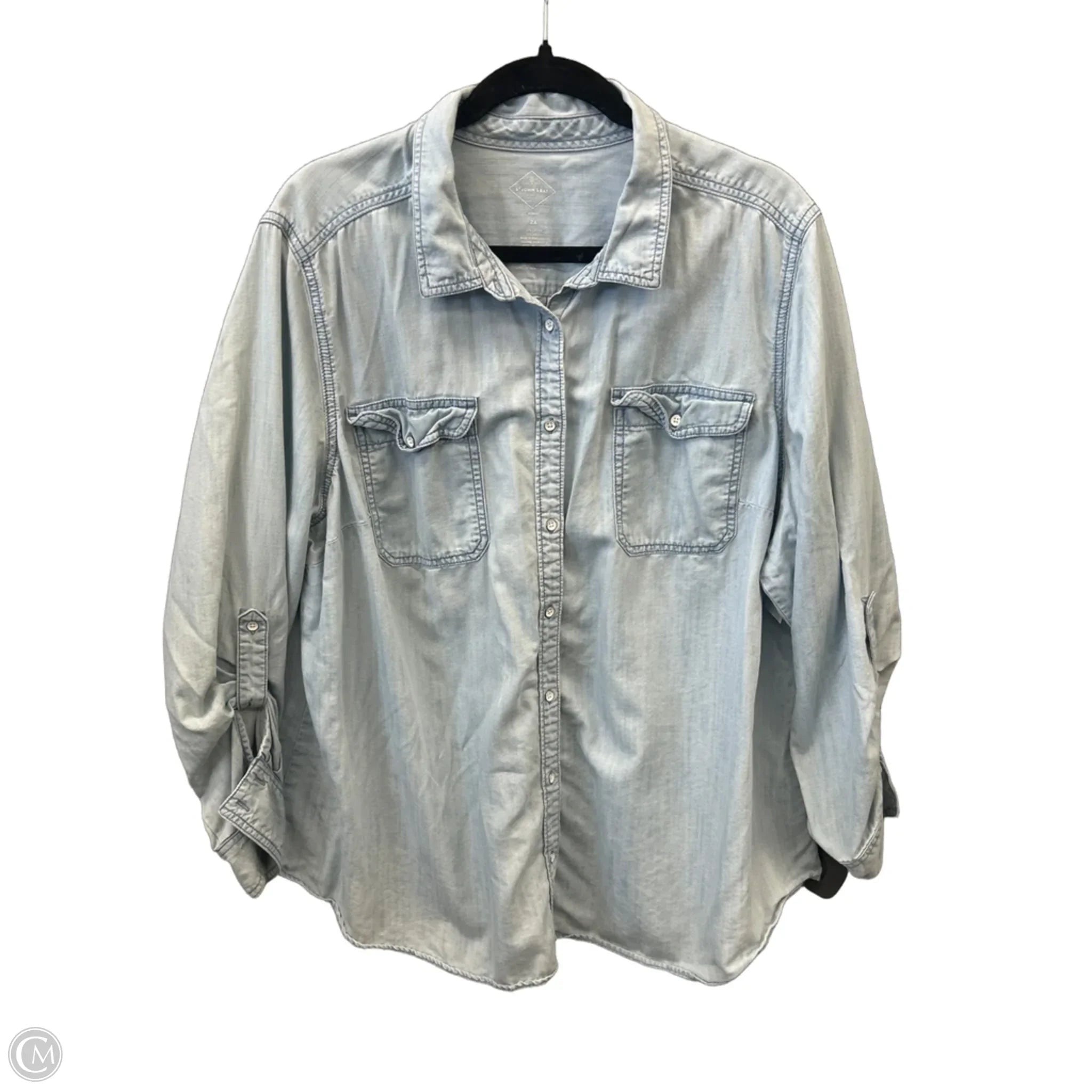 Top Long Sleeve By St Johns Bay In Blue Denim, Size: 2x