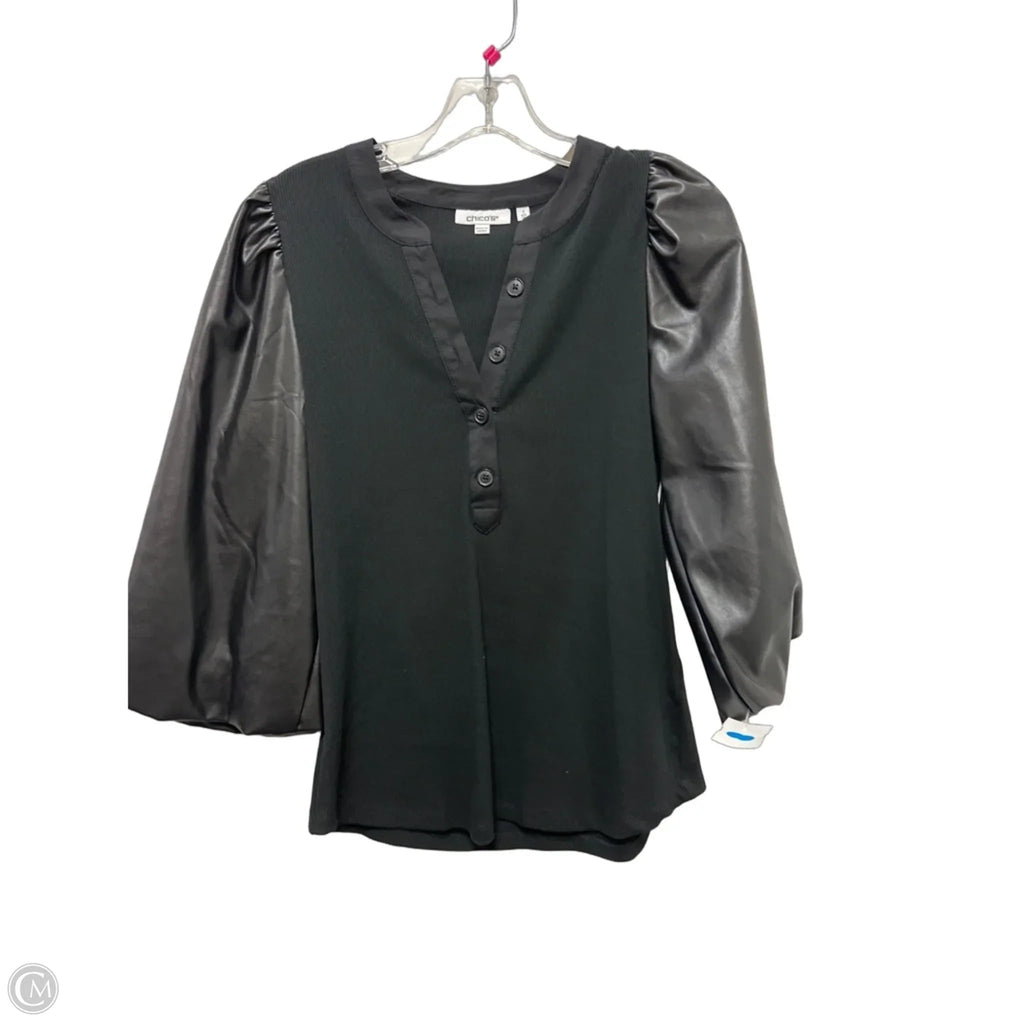 Top Long Sleeve By Chicos In Black, Size: M