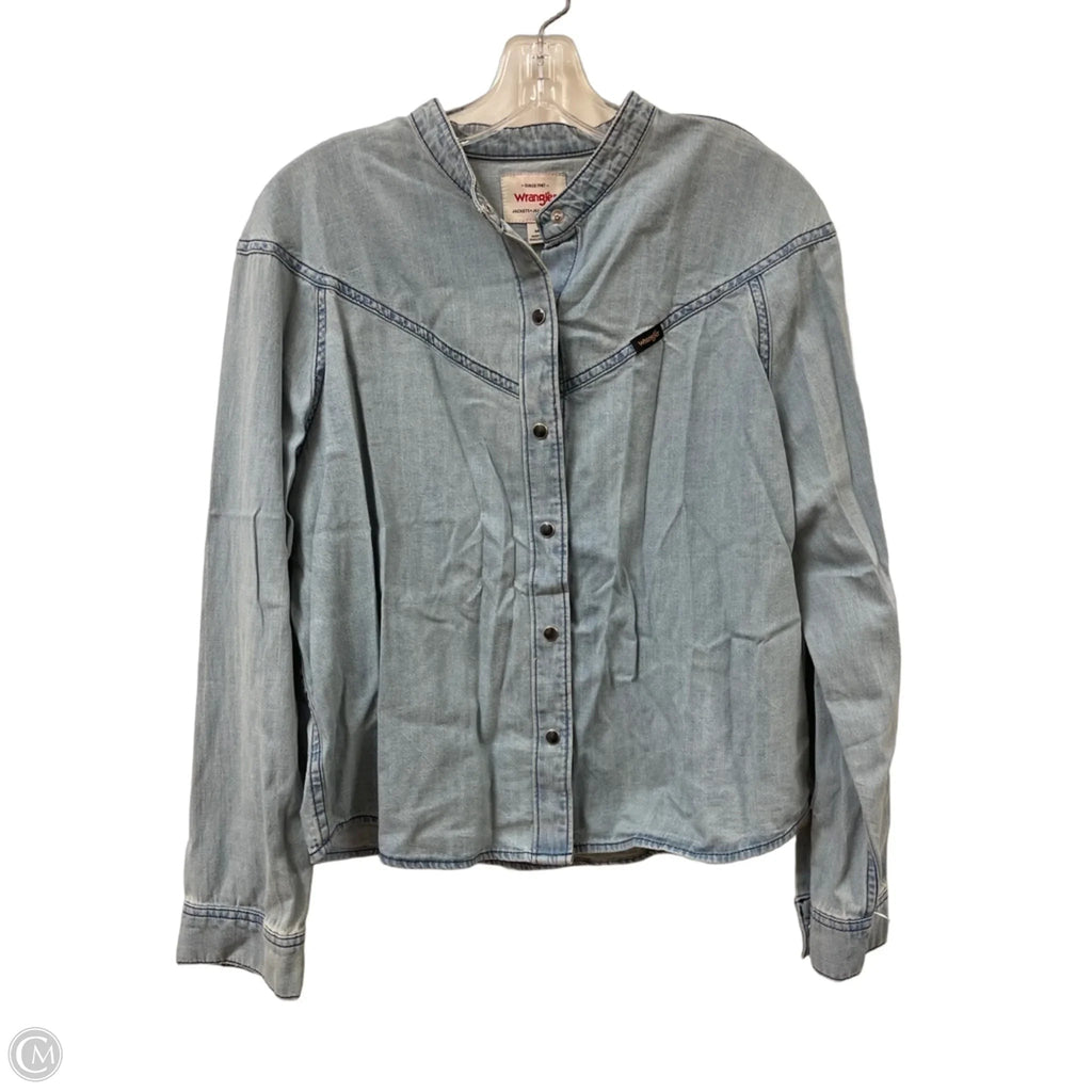 Blouse Long Sleeve By Wrangler In Blue Denim, Size: M
