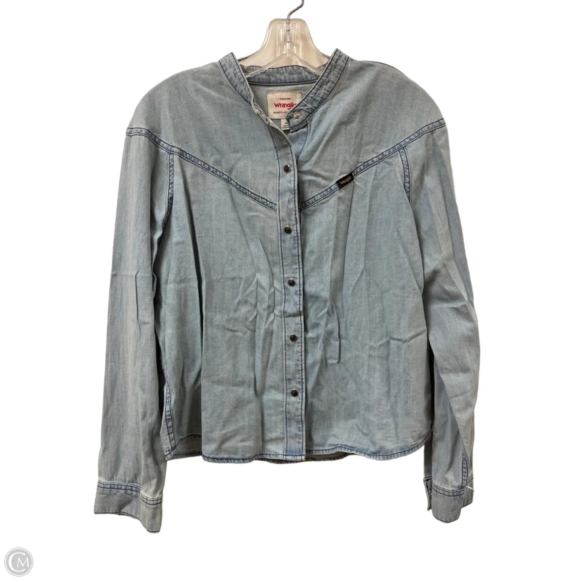 Blouse Long Sleeve By Wrangler In Blue Denim, Size: M