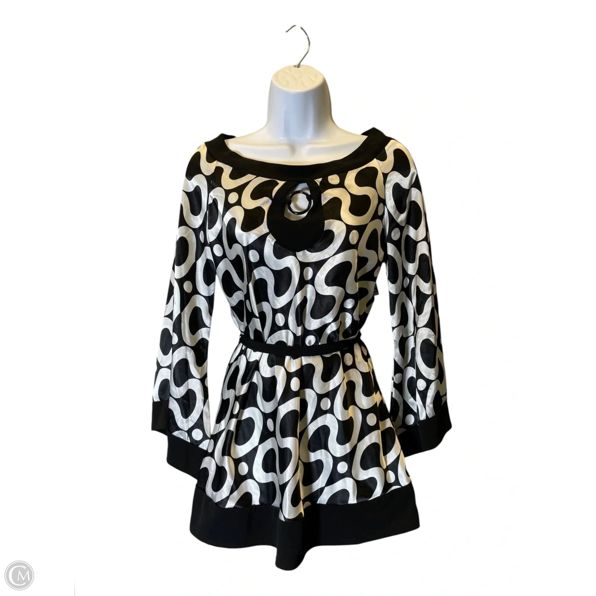 Blouse 3/4 Sleeve By Cocomo In Black & White, Size: M