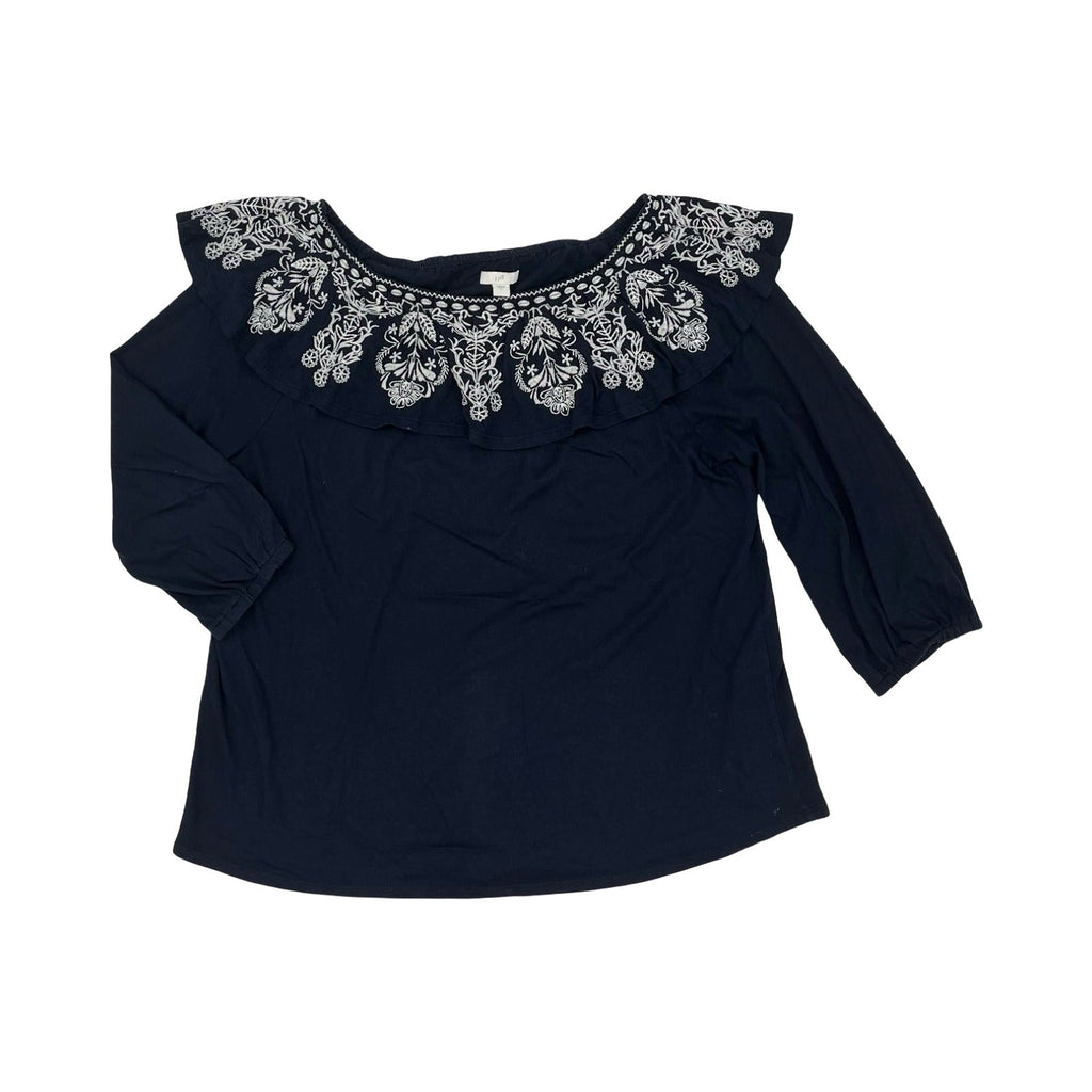 Top 3/4 Sleeve By J. Jill In Blue & White, Size:L