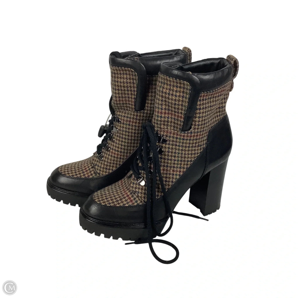 Boots Ankle Heels By Veronica Beard In Plaid Pattern, Size: 9.5