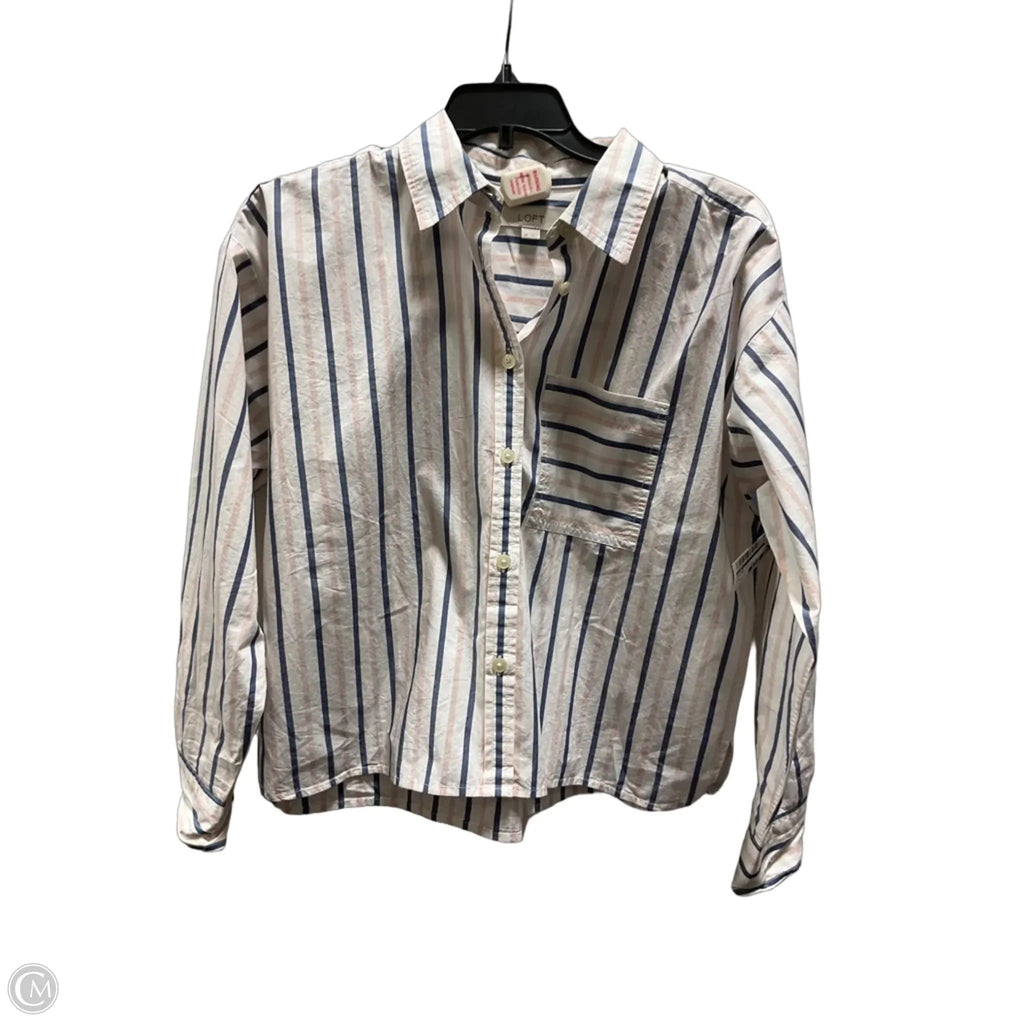 Blouse Long Sleeve By Loft In Striped Pattern, Size: S