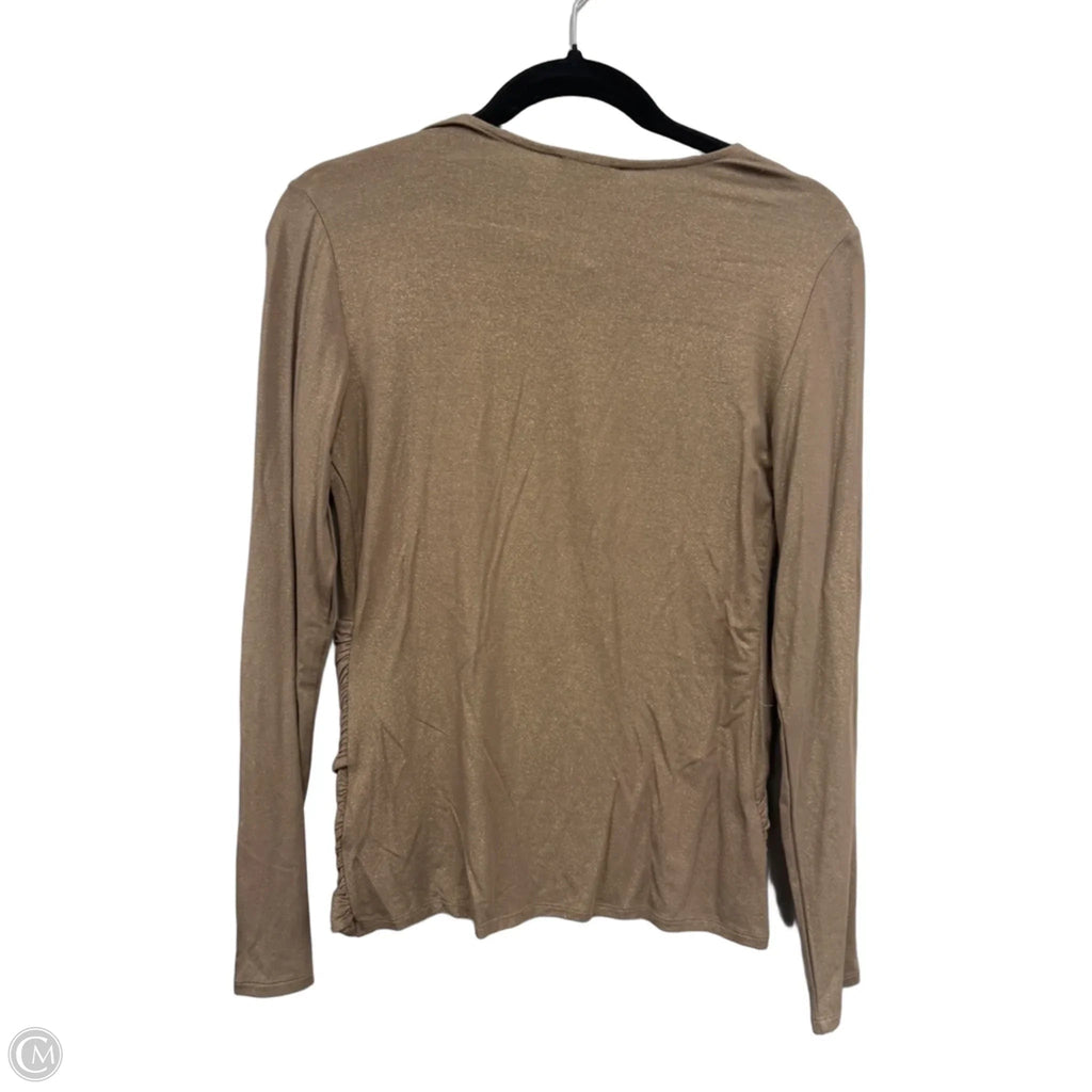 Top Long Sleeve By Express In Gold & Tan, Size: M