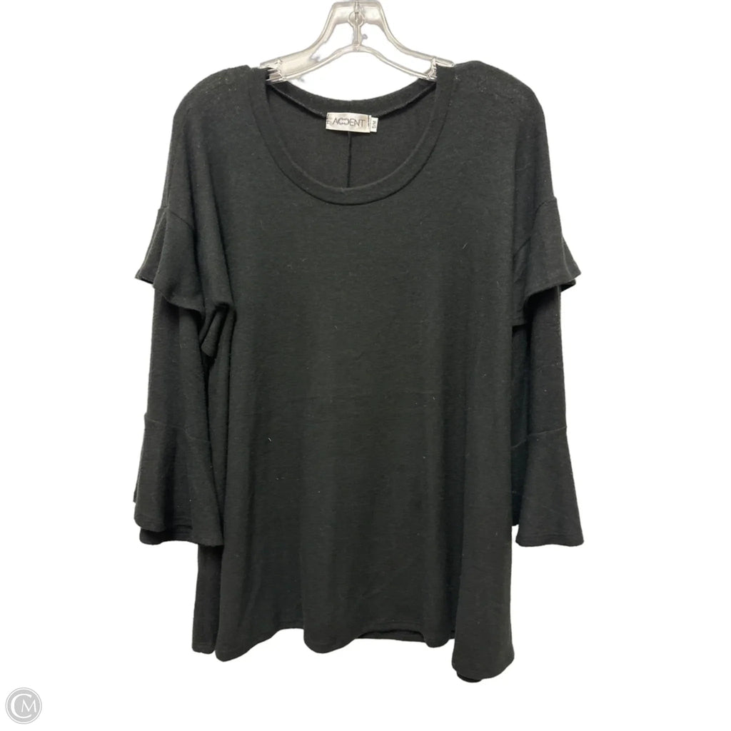 Top Long Sleeve By Accent In Black, Size: M