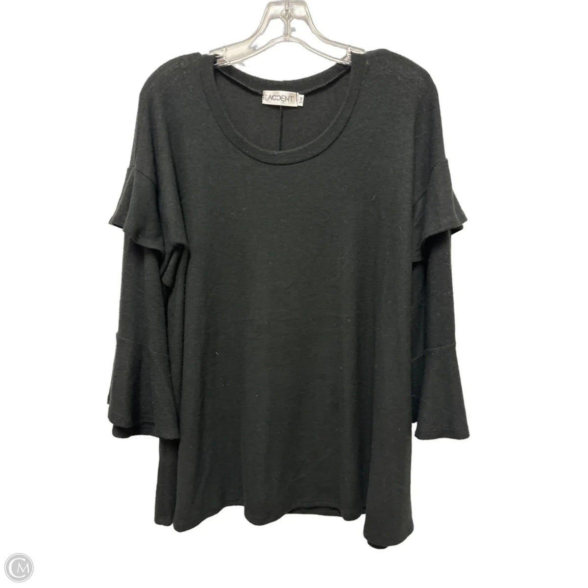 Top Long Sleeve By Accent In Black, Size: M